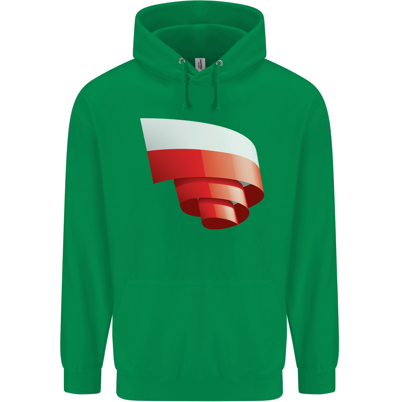 Curled Poland Flag Polish Day Football Childrens Kids Hoodie Irish Green