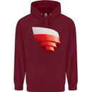 Curled Poland Flag Polish Day Football Childrens Kids Hoodie Maroon