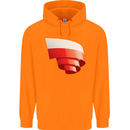 Curled Poland Flag Polish Day Football Childrens Kids Hoodie Orange