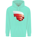 Curled Poland Flag Polish Day Football Childrens Kids Hoodie Peppermint