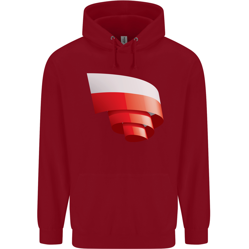 Curled Poland Flag Polish Day Football Childrens Kids Hoodie Red