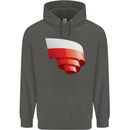 Curled Poland Flag Polish Day Football Childrens Kids Hoodie Storm Grey