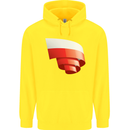 Curled Poland Flag Polish Day Football Childrens Kids Hoodie Yellow