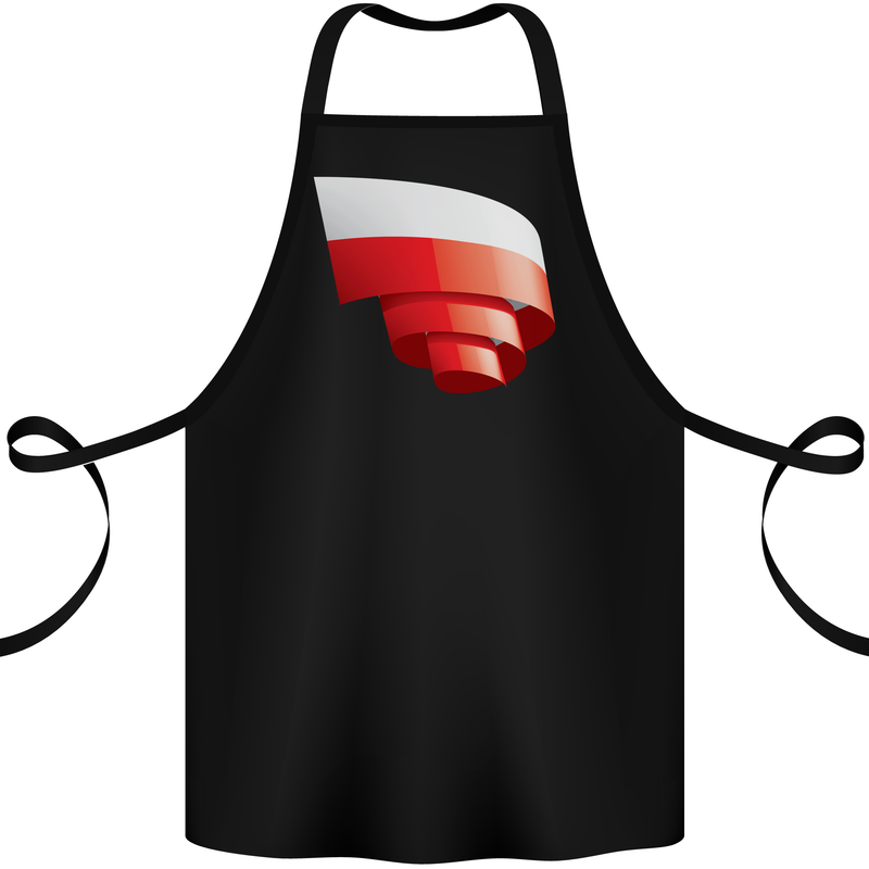Curled Poland Flag Polish Day Football Cotton Apron 100% Organic Black