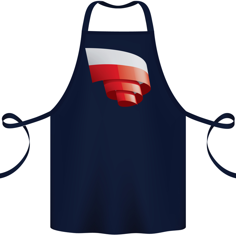 Curled Poland Flag Polish Day Football Cotton Apron 100% Organic Navy Blue