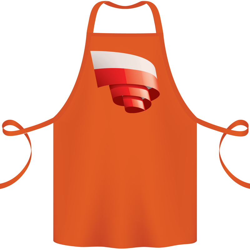 Curled Poland Flag Polish Day Football Cotton Apron 100% Organic Orange
