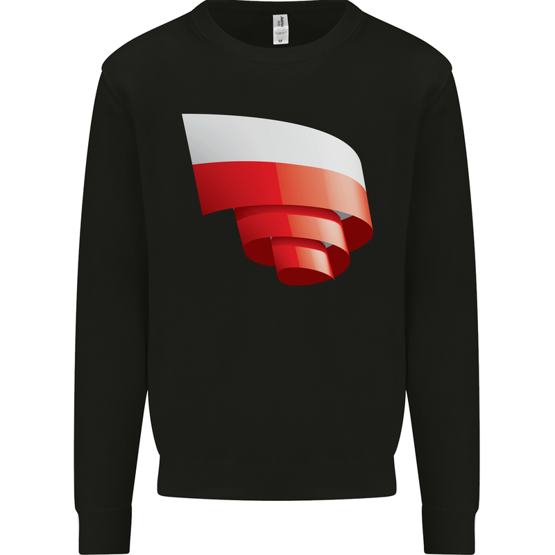 Curled Poland Flag Polish Day Football Kids Sweatshirt Jumper Black