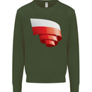 Curled Poland Flag Polish Day Football Kids Sweatshirt Jumper Forest Green