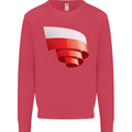 Curled Poland Flag Polish Day Football Kids Sweatshirt Jumper Heliconia