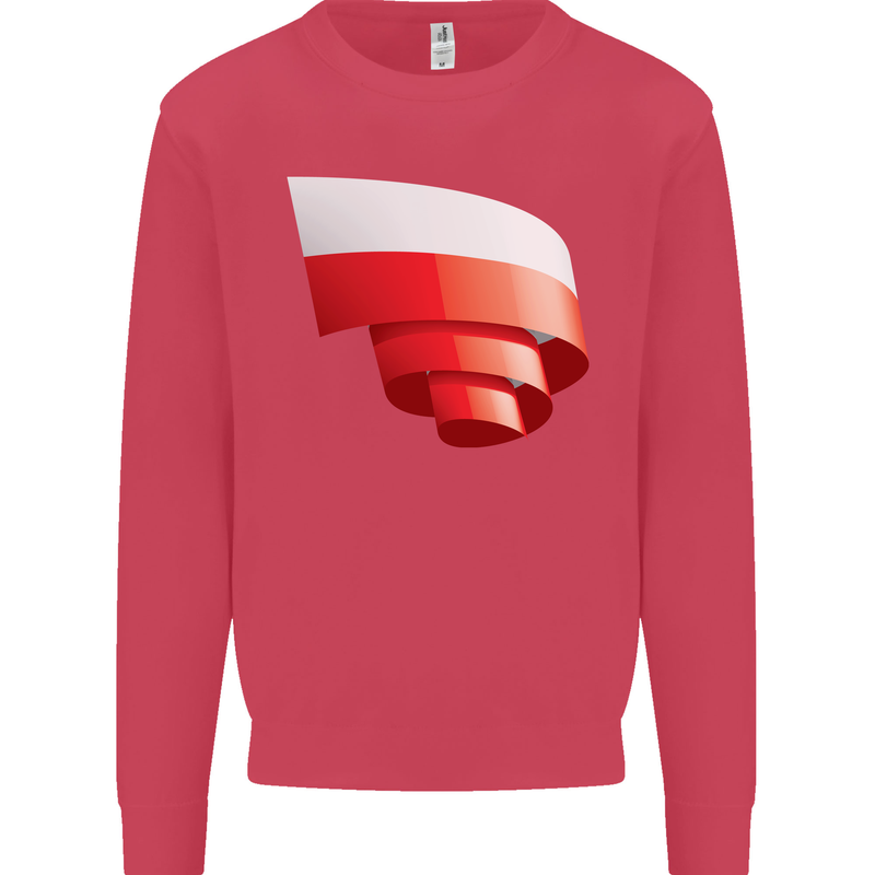 Curled Poland Flag Polish Day Football Kids Sweatshirt Jumper Heliconia