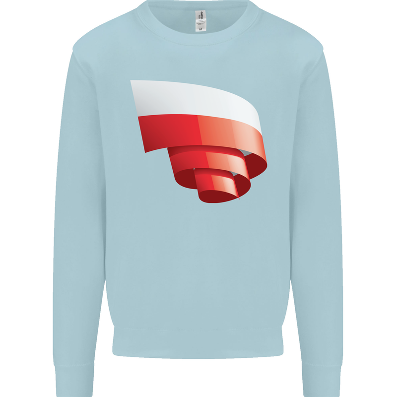 Curled Poland Flag Polish Day Football Kids Sweatshirt Jumper Light Blue
