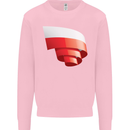 Curled Poland Flag Polish Day Football Kids Sweatshirt Jumper Light Pink