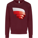 Curled Poland Flag Polish Day Football Kids Sweatshirt Jumper Maroon