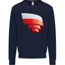 Curled Poland Flag Polish Day Football Kids Sweatshirt Jumper Navy Blue