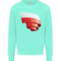 Curled Poland Flag Polish Day Football Kids Sweatshirt Jumper Peppermint