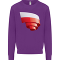 Curled Poland Flag Polish Day Football Kids Sweatshirt Jumper Purple