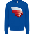 Curled Poland Flag Polish Day Football Kids Sweatshirt Jumper Royal Blue