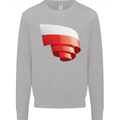 Curled Poland Flag Polish Day Football Kids Sweatshirt Jumper Sports Grey