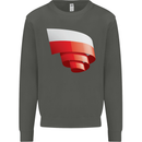 Curled Poland Flag Polish Day Football Kids Sweatshirt Jumper Storm Grey