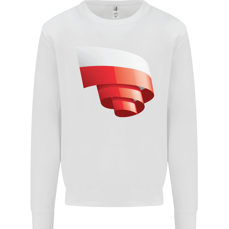 Curled Poland Flag Polish Day Football Kids Sweatshirt Jumper White