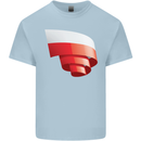 Curled Poland Flag Polish Day Football Kids T-Shirt Childrens Light Blue