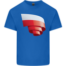 Curled Poland Flag Polish Day Football Kids T-Shirt Childrens Royal Blue