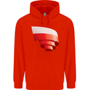 Curled Poland Flag Polish Day Football Mens 80% Cotton Hoodie Bright Red