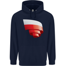 Curled Poland Flag Polish Day Football Mens 80% Cotton Hoodie Navy Blue