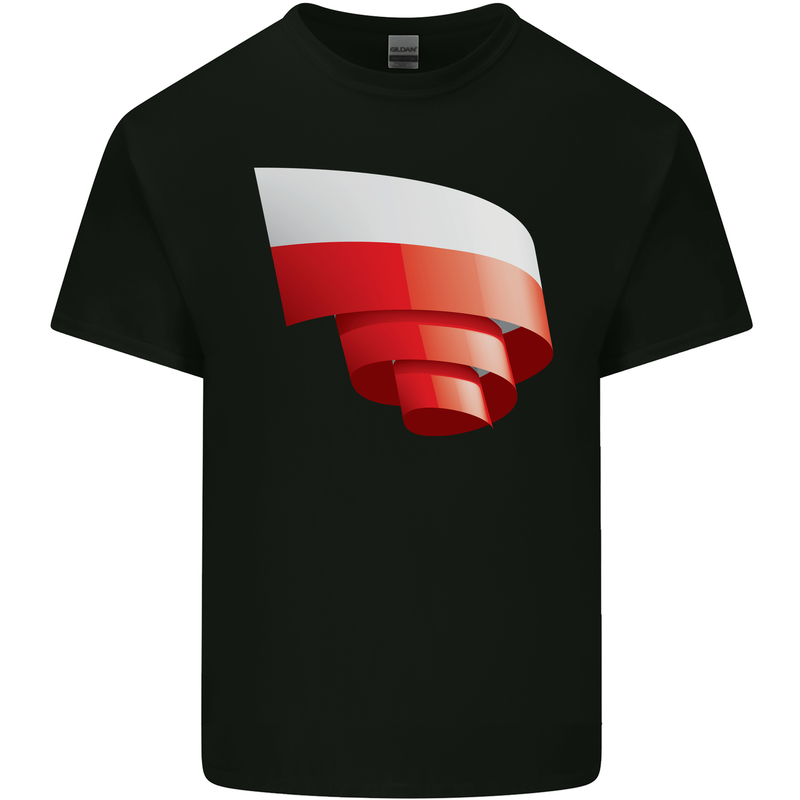 Curled Poland Flag Polish Day Football Mens Cotton T-Shirt Tee Top Black