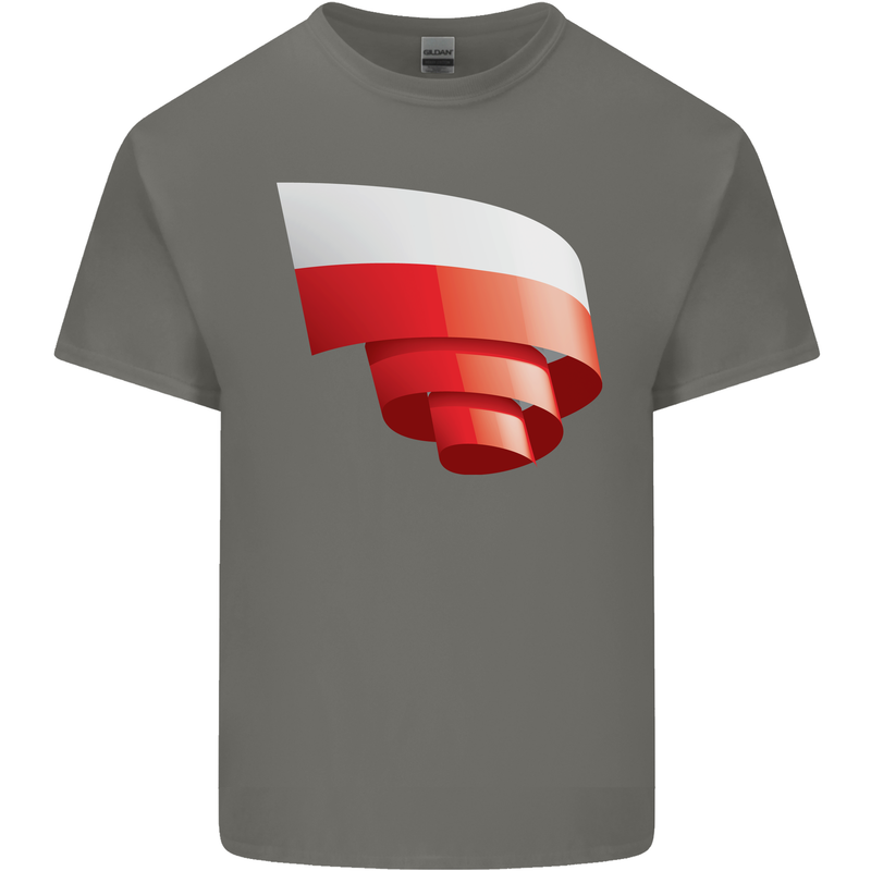 Curled Poland Flag Polish Day Football Mens Cotton T-Shirt Tee Top Charcoal