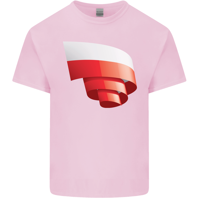 Curled Poland Flag Polish Day Football Mens Cotton T-Shirt Tee Top Light Pink