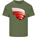 Curled Poland Flag Polish Day Football Mens Cotton T-Shirt Tee Top Military Green