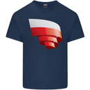 Curled Poland Flag Polish Day Football Mens Cotton T-Shirt Tee Top Navy Blue