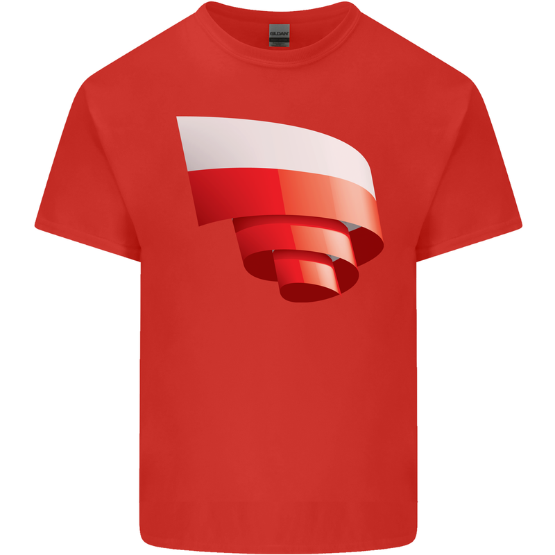 Curled Poland Flag Polish Day Football Mens Cotton T-Shirt Tee Top Red