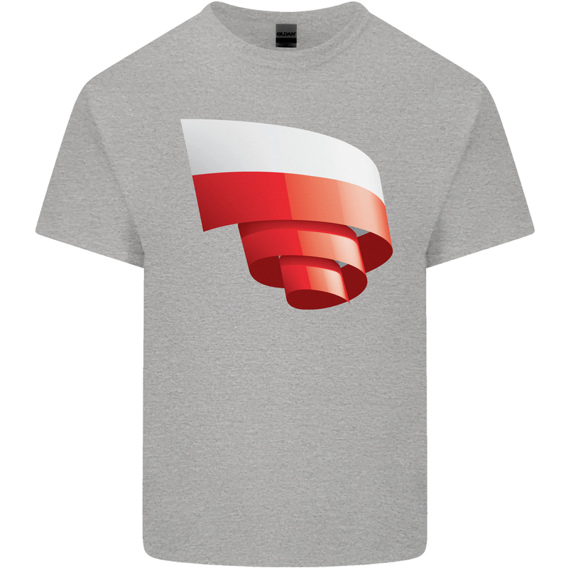 Curled Poland Flag Polish Day Football Mens Cotton T-Shirt Tee Top Sports Grey
