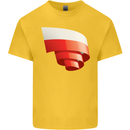 Curled Poland Flag Polish Day Football Mens Cotton T-Shirt Tee Top Yellow