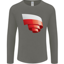 Curled Poland Flag Polish Day Football Mens Long Sleeve T-Shirt Charcoal