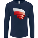 Curled Poland Flag Polish Day Football Mens Long Sleeve T-Shirt Navy Blue