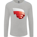 Curled Poland Flag Polish Day Football Mens Long Sleeve T-Shirt Sports Grey