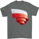Curled Poland Flag Polish Day Football Mens T-Shirt 100% Cotton Charcoal