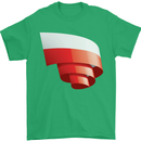 Curled Poland Flag Polish Day Football Mens T-Shirt 100% Cotton Irish Green