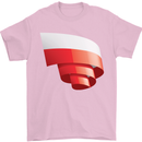 Curled Poland Flag Polish Day Football Mens T-Shirt 100% Cotton Light Pink