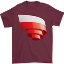 Curled Poland Flag Polish Day Football Mens T-Shirt 100% Cotton Maroon