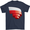 Curled Poland Flag Polish Day Football Mens T-Shirt 100% Cotton Navy Blue