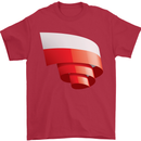 Curled Poland Flag Polish Day Football Mens T-Shirt 100% Cotton Red