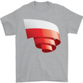 Curled Poland Flag Polish Day Football Mens T-Shirt 100% Cotton Sports Grey