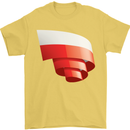 Curled Poland Flag Polish Day Football Mens T-Shirt 100% Cotton Yellow