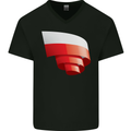 Curled Poland Flag Polish Day Football Mens V-Neck Cotton T-Shirt Black