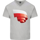 Curled Poland Flag Polish Day Football Mens V-Neck Cotton T-Shirt Sports Grey