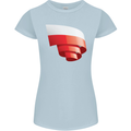 Curled Poland Flag Polish Day Football Womens Petite Cut T-Shirt Light Blue